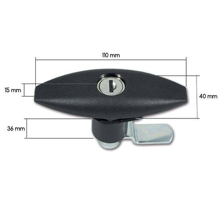 Lock 1201 black with cylinder and keys