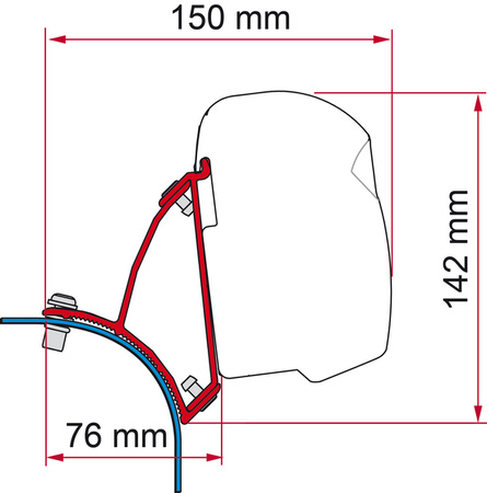 Adapter markizy F43van do VW T5 / T6 / T6.1 Dach podnoszony - kierownica po lewej stronie