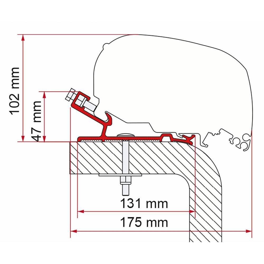Adapter do montażu markiz F80L marki Fiamma 600 cm do pojazdów Hymer