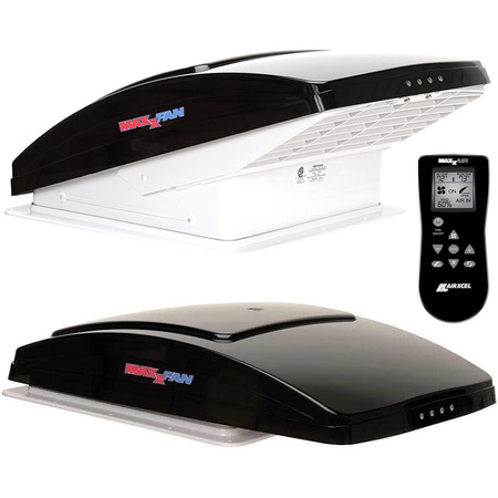 MaxxFan Deluxe Remote controlled roof fan, skylight for campervan, Smoke, 40x40cm