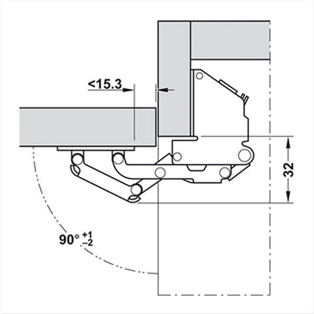 Flap hinge 90°