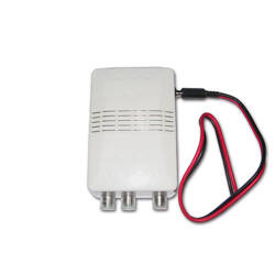 12 V DVB-T2 signal amplifier for motorhomes and caravans - 2 TV outputs, VHF 20 dB and UHF 27 dB adjustment