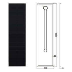 Carbon Zorro Panel fotowoltaiczny monokrystaliczny BC 100 W 18 V 1330 x 360 x 25 mm - do kampera