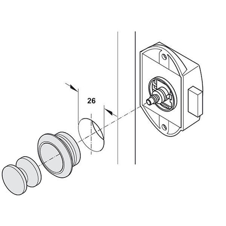 Push-Lock kit white with satin-finished button and rosette