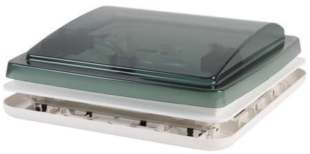 Aerodynamiczny okap dachowy z roletą zaciemniającą i moskitierą - 40 x 40 cm