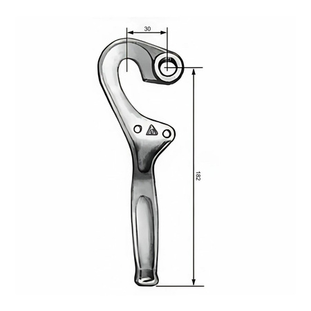 Dźwignia prawa, 182 mm, do zamknięcia dźwigniowego