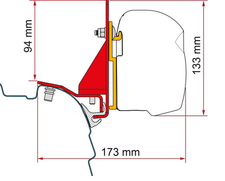 Adapter markizy do F45 i F43van VW T5/T6/T6.1 z Reimo Multirail