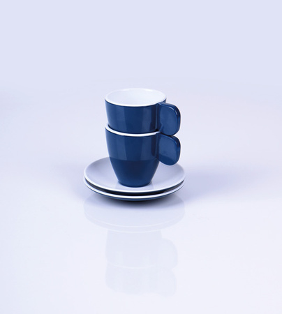 Zestaw 2 filiżanek do espresso Camp4 z melaminy - ciemnoniebieski/biały
