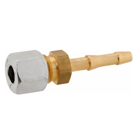 GOK hose nozzle 6 mm x RVS 8 - brass, with nut and cutting ring for 8 mm pipe