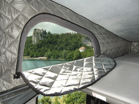 Carbest pop-top bellows thermal insulation for Pössl Campster from 2016, silver, with window openings
