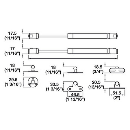 Gas arm for doors 80 N