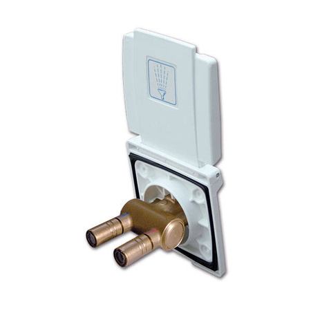 Biały prysznic zewnętrzny z gumowymi drzwiami - 150 cm