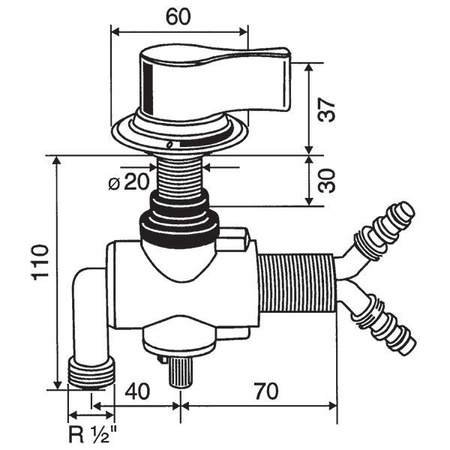Under-table mixer with chrome knob