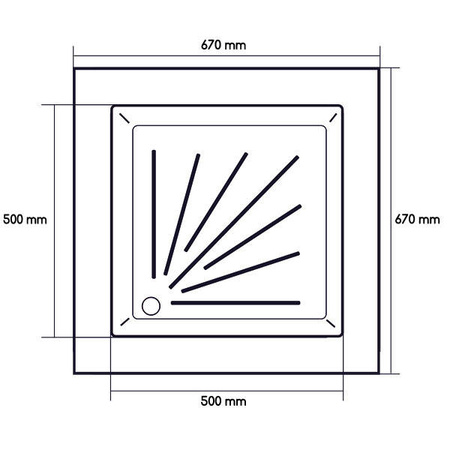 Brodzik prysznicowy z tworzywa 500 x 500 x 80 mm - łazienka w kamperze i przyczepie