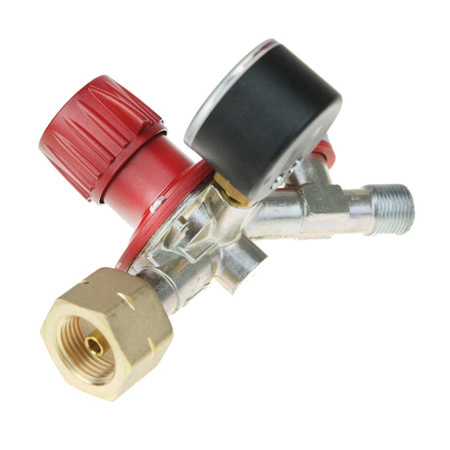 GOK Red Gaz Reducer 14kg/h 0,5-4bar Kombi x G3/8LH SBS with manometer + SBS