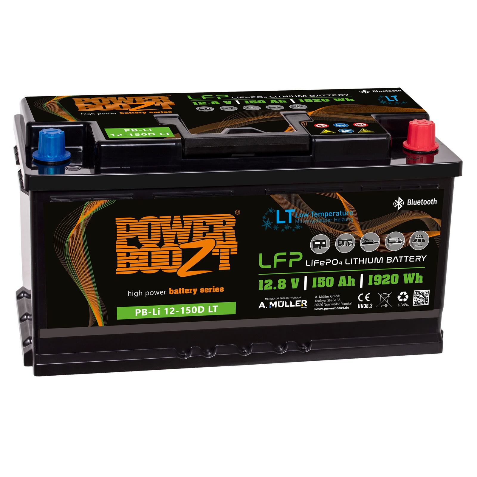 Akumulator litowo-jonowy Powerboozt 150Ah 12,8V do zimnej pogody