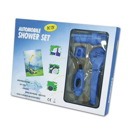 Prysznic kempingowy z pompą 12V i przyssawką na ścianę