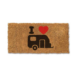 Wycieraczka I love caravan w kolorze kokosowym - 25 x 50 cm