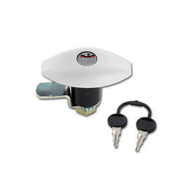 Zadi 1051 lock white - oval push lock for motorhome locker doors, 78 x 41 mm, with barrel and keys