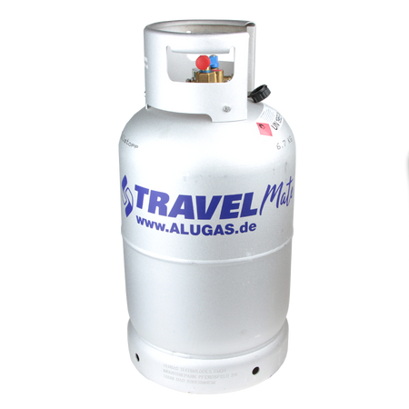 Butla gazowa LPG Alugas TravelMate 27,2 l (11 kg) - aluminiowa, z multizaworem i zaworem 80%, do kampera