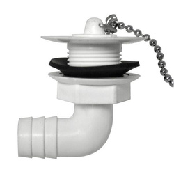 Odpływ kątowy z korkiem do zlewu otwór 30mm odpływ 19mm FAWO