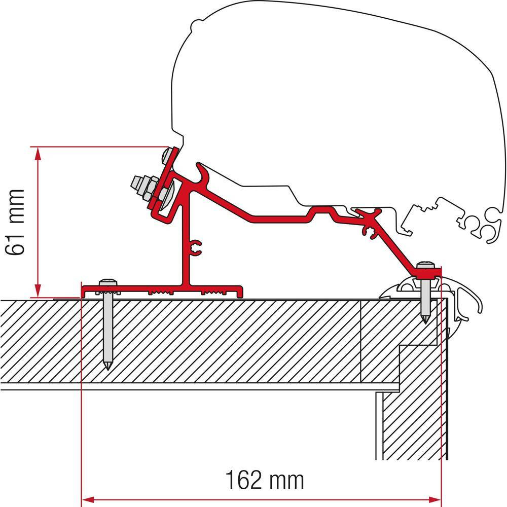 Adapter 400 cm do mocowania markiz marki Fiamma na dachu przyczepy kempingowej