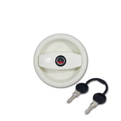 Prawy zamek zewnętrzny Europa biały z wkładką bębenkową i kluczami