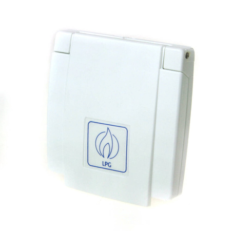 Zewnętrzne gniazdo gazu w kamperze z szybkozłączem