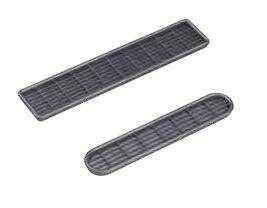 Air grille oval, silver 205 x 40 mm, Ø 10 mm