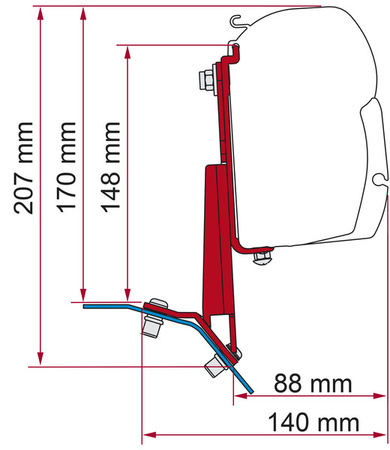 Adapter Fiamma do F45, F43van i F35PRO - Do Ford Custom - Kierownica po lewej stronie