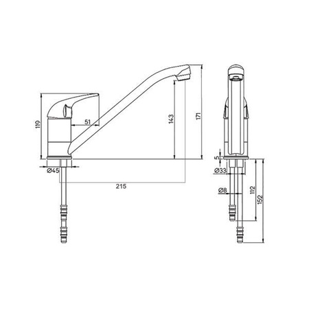 Charisma sink mixer - spout 215 mm