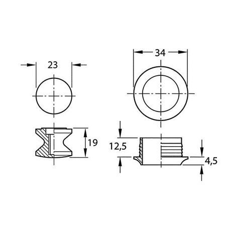 Push-Lock kit white with satin-finished button and rosette