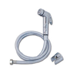 Push-button shower kit with chrome hose