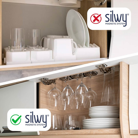 silwy magnetyczne kieliszki do wina ze szkła kryształowego - 2 szt. z metalowymi podkładkami Nano-Gel, do kampera i na łódź