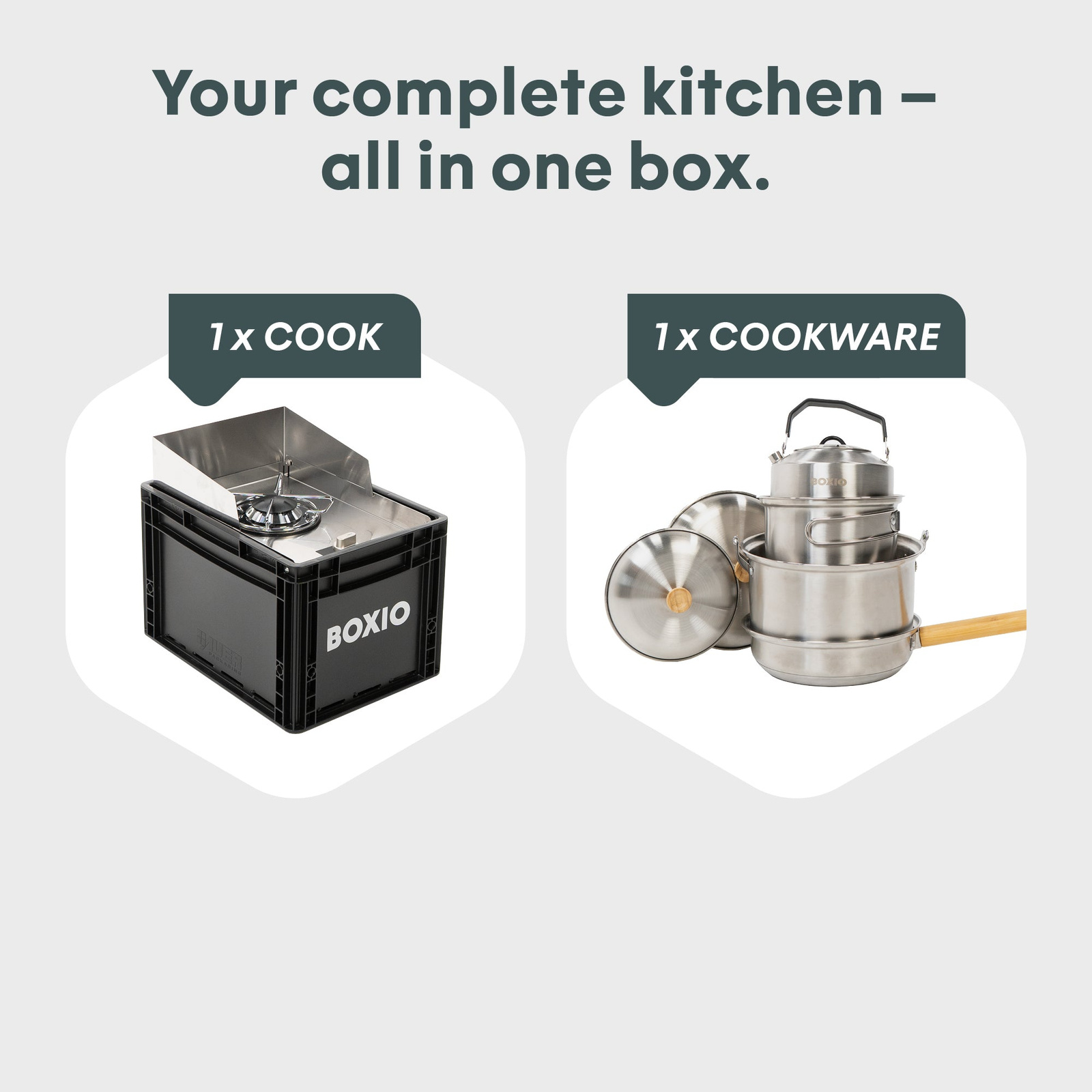 BOXIO COOK PLUS set with stove and pots