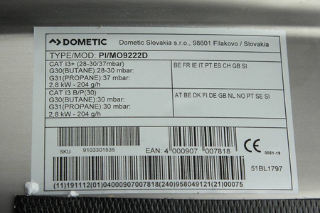 Dometic MO9222L - dwupalnikowa kompaktowa kuchenka gazowa i zlew - LEWY
