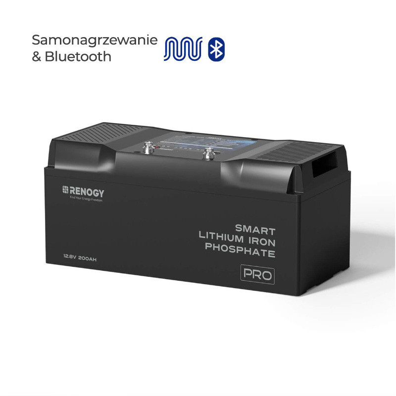 Akumulator Renogy LiFePO4 12V 200Ah Pro Smart z Bluetooth i funkcją samonagrzewania
