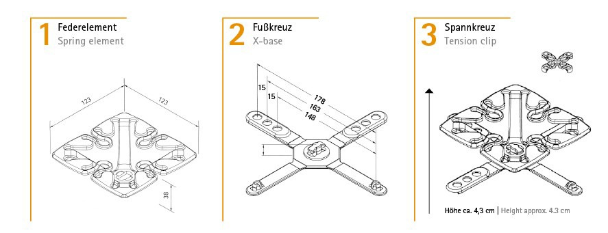 Froli Star Mobil elements - spring, base cross and tension cross