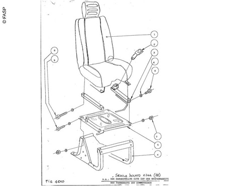 FASP swivel seat base for Fiat Ducato / Peugeot Boxer / Citroën Jumper 1994–2006 (X230, X244), passenger side, for original or FASP seat