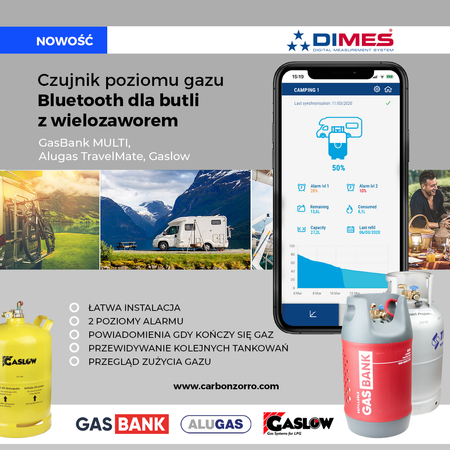 Rotarex DIMES Czujnik poziomu gazu Bluetooth do butli z wielozaworem - aplikacja z 2 progami alarmowymi