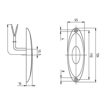 Boczne światło obrysowe z szarą ramką Jokon 124mm