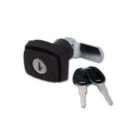1036 push lock for motorhome and caravan service hatches - black, rectangular, with Zadi cylinder and keys, 40 mm hole spacing