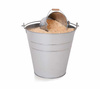 TROBOLO Zinc bucket set: 15 l galvanised bucket with wooden handle and 350 ml aluminium scoop for litter