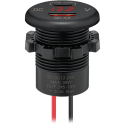 Ładowarka gniazdo USB-A, USB-C Wentronic 18W z wyświetlaczem