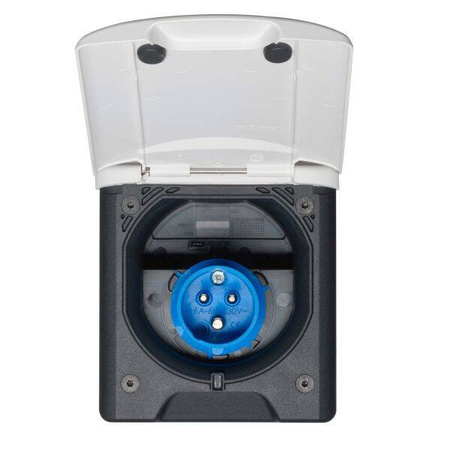 ABL Gniazdo zasilające CEE Feed Caravan L 230 V 16 A IP44 białe z pokrywą magnetyczną - kamper