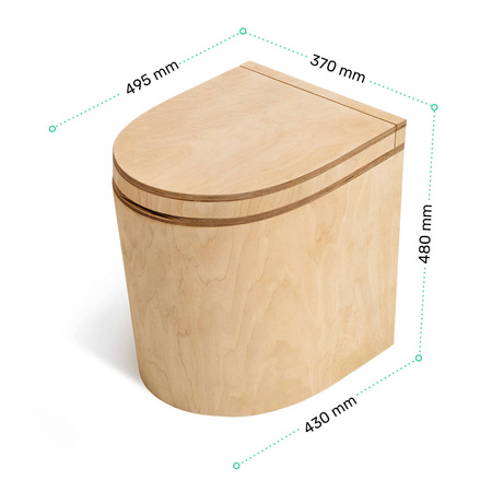 TROBOLO TinyBlœm - wooden separating toilet with external urine drain and integrated exhaust