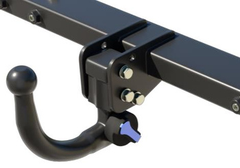 Adjustable towbar for campers with a vertically detachable ball (vertical automatic with a key)