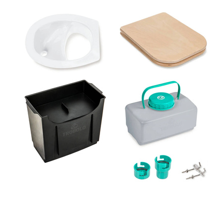 TROBOLO DIY composting toilet set with wooden seat, white - 6.5 l and 4.6 l containers