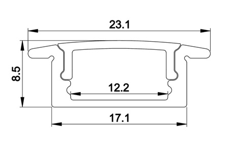 Profil aluminiowy do taśm LED - Płaski - Długość 1,5 m