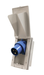 Zewnętrzne gniazdo CEE prostokątne Carbest białe, z klapką